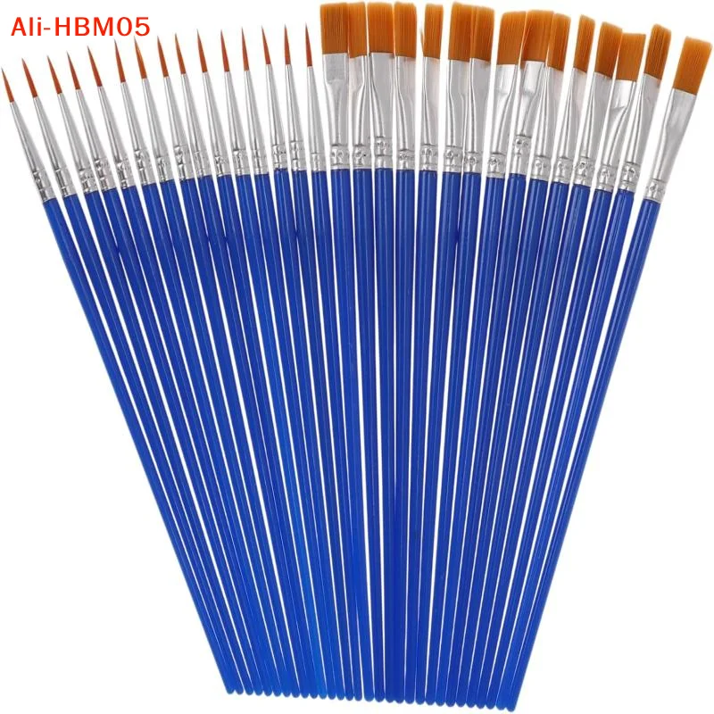 (HB05)6/12pcs Paint Brushes Set For Kids Acrylic With Flat Round Pointed Paint Brushes Craft Watercolor Oil Painting Brushes