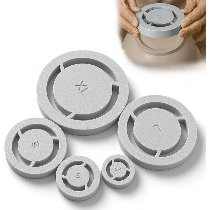 Pottery Centering Disc Set, 5‑Size Circular Clay Positioning Molds, Reusable Pottery Tool for Handmade Clay Pot Making DIY