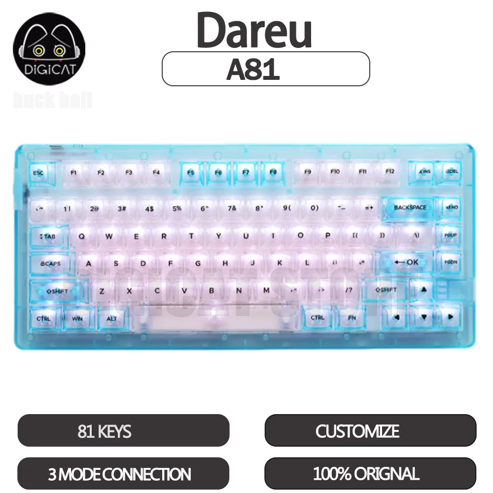 

Dareu A81 Mechanical Keyboard 3mode USB/2.4g/Bluetooth Wireless Keyboard Transparent Keyboard Hot Swap Customized keyboard Gifts