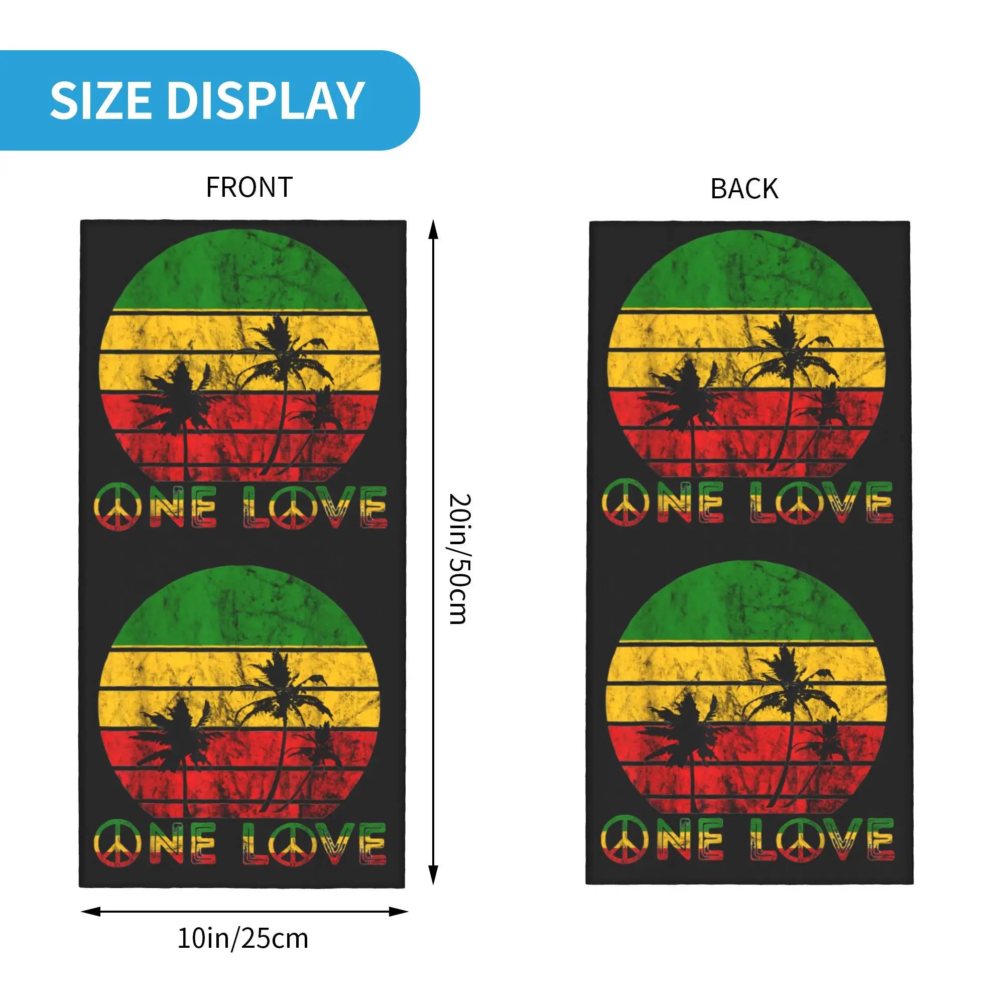 Rasta Reggae One Love Retro Vintage Sunset Jamaica Vacation Bandana Winter Neck Warmer Windproof Wrap Face Scarf Gaiter Headband