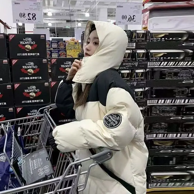 2025 The New In Winter Hooded Cotton-padded Jacket Women Loose Thick Warm Bread Short Cotton-padded Coat Joker Cotton-padded Top