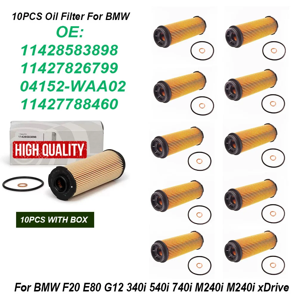 

10 шт. масляный фильтр 11428583898 11427826799 04152-WAA02 11427788460 для BMW F20 E80 G12 340i 540i 740i M240i M240i xDrive