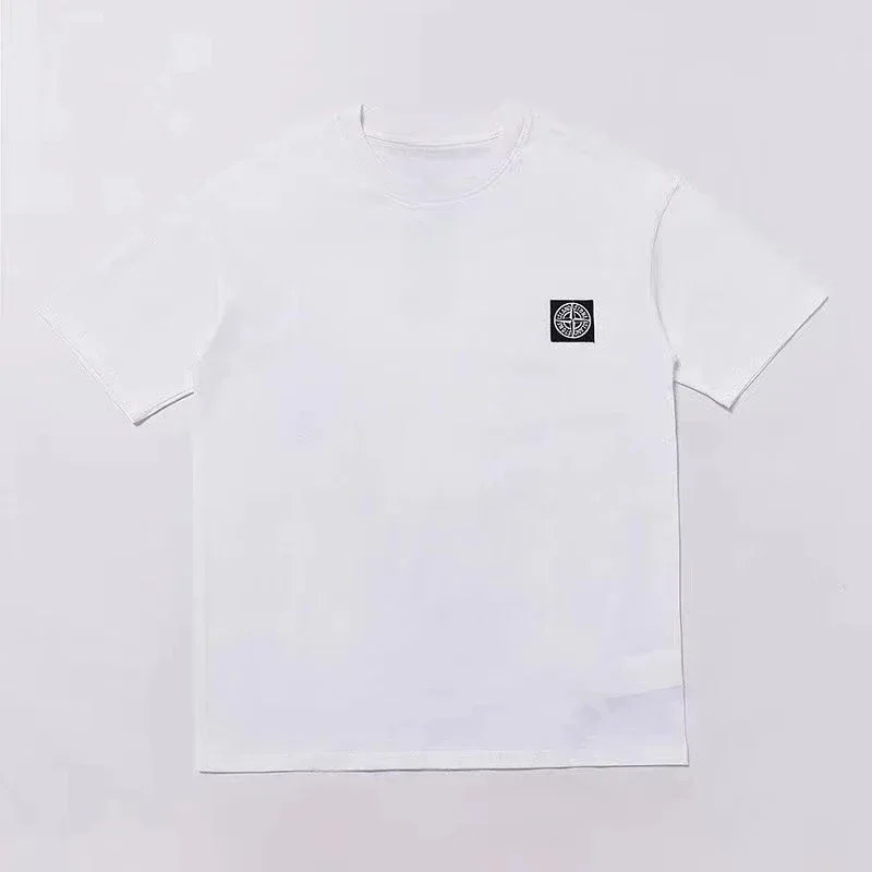 

Каменная летняя правильная версия с принтом, маленькая этикетка, повседневная универсальная футболка с круглым вырезом, мужская острова с короткими рукавами