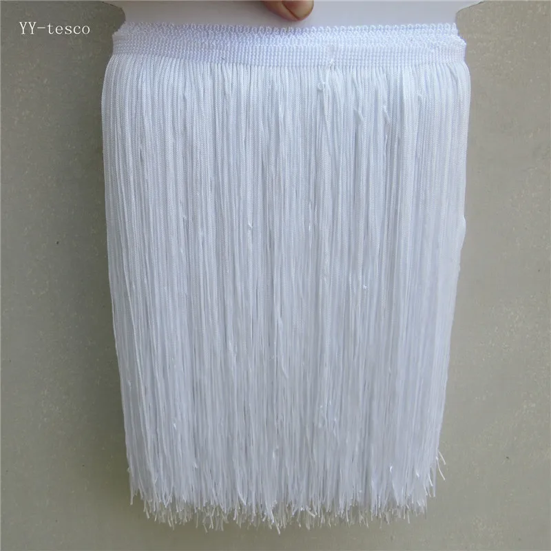 YY-tesco 10 yard/lot Hot Sale 30CM Long Polyester Tassel African Lace Fringe Trim For Sew Latin Dress Garment Accessories Ribbon