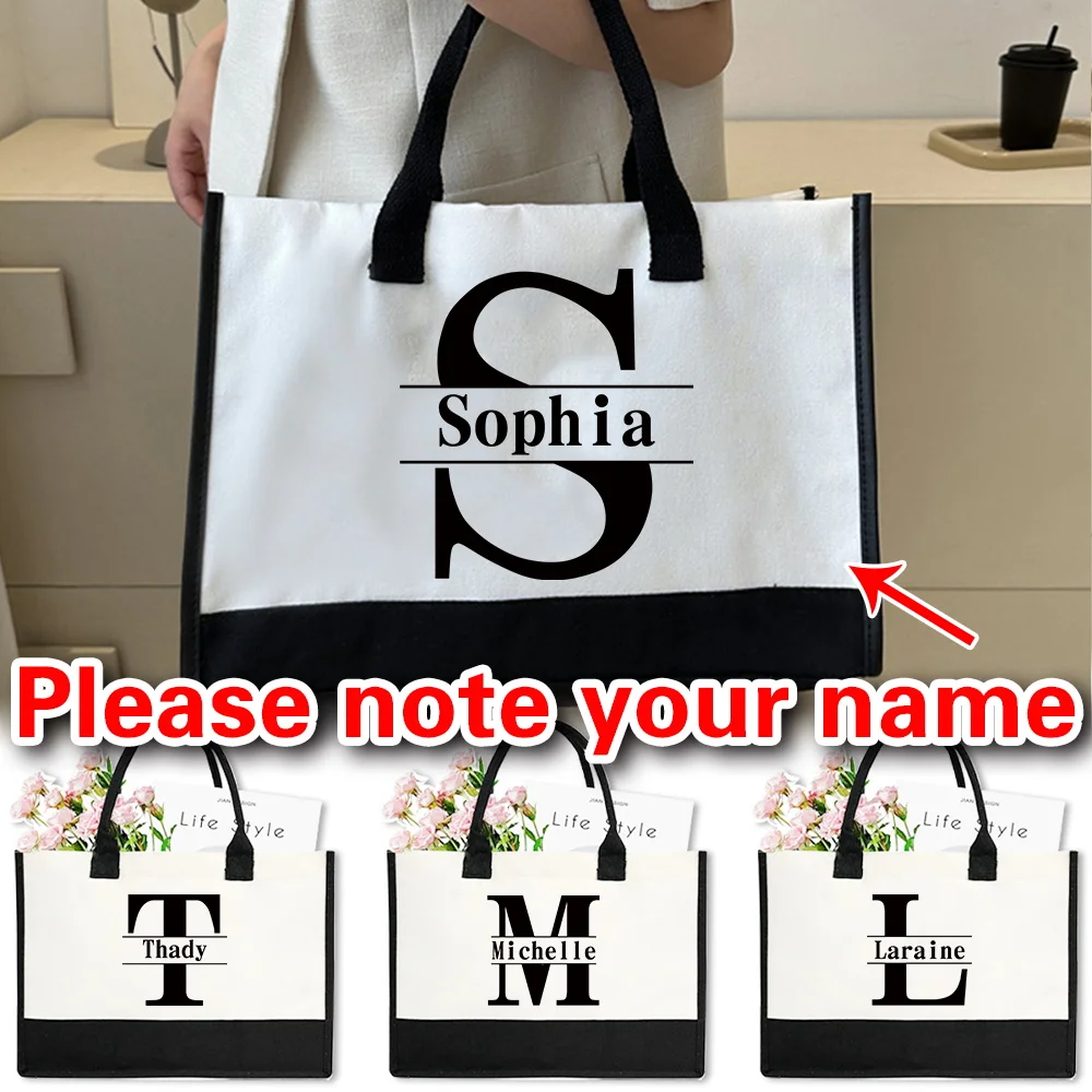Sac à main en toile avec lettres imprimées, sac de plage, cadeau d'anniversaire et de mariage, sac de Shopping de grande capacité à la mode