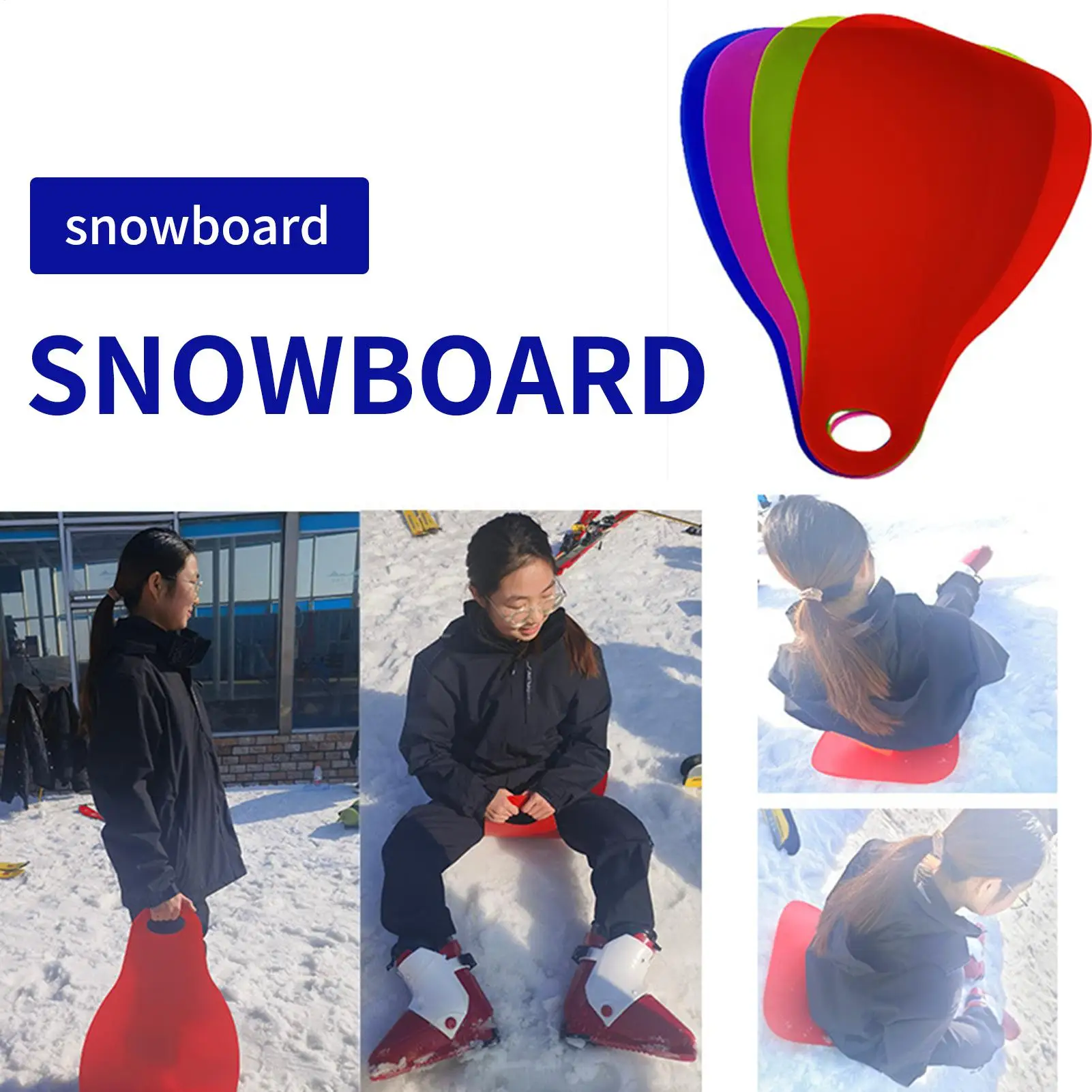 

Snow Sled 4-Piece Heavy Duty Roll-Up Portable Toddler Winter Sledding Board for Children Teens Outdoor Sports Skiing Travel