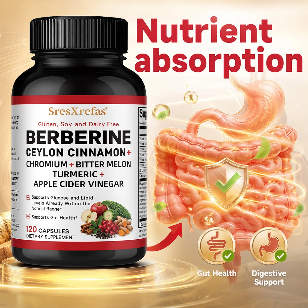 Berberine Supplement High Potency with Ceylon Cinnamon - Immune System, Cardiovascular & Gastrointestinal Function, 120 Capsules