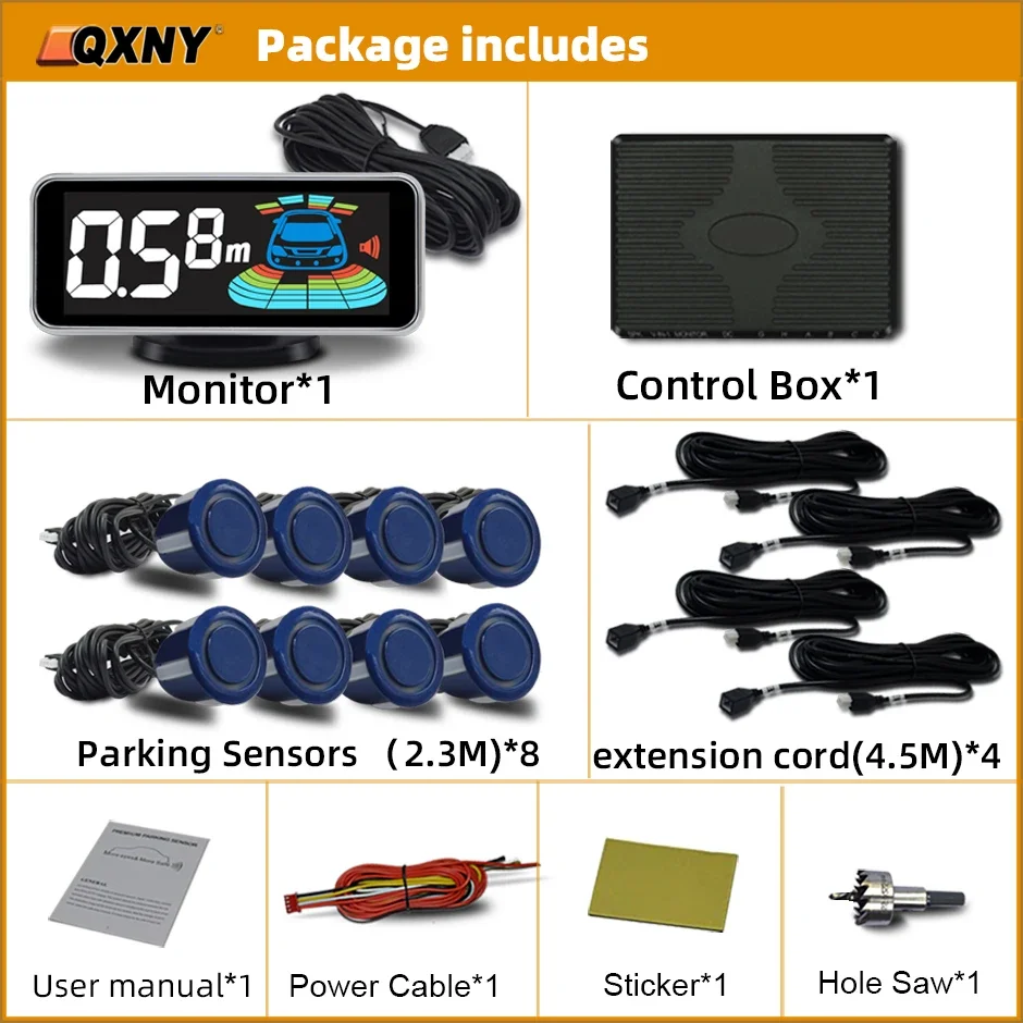 8-Parktronic Parkeersensoren Kit Omkeren Voor en Achter Auto Backup Radar Detector Backing Assistance Sound Aler AID