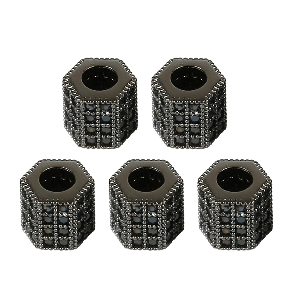 

5pcs Zircon Cylinder Spacer Beads Sturdy Diy Jewelry Making Bracelet Necklace Craft Supplies Large Hole For Chain