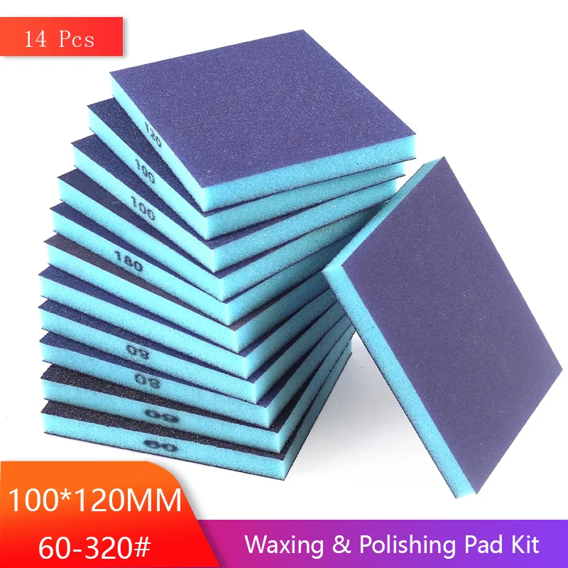 

100*120*12MM Sanding Sponges Sanding Block Flexible and Wet 60-320 Grit for Wood Drywall Crafts, Metal Paint Auto Potter