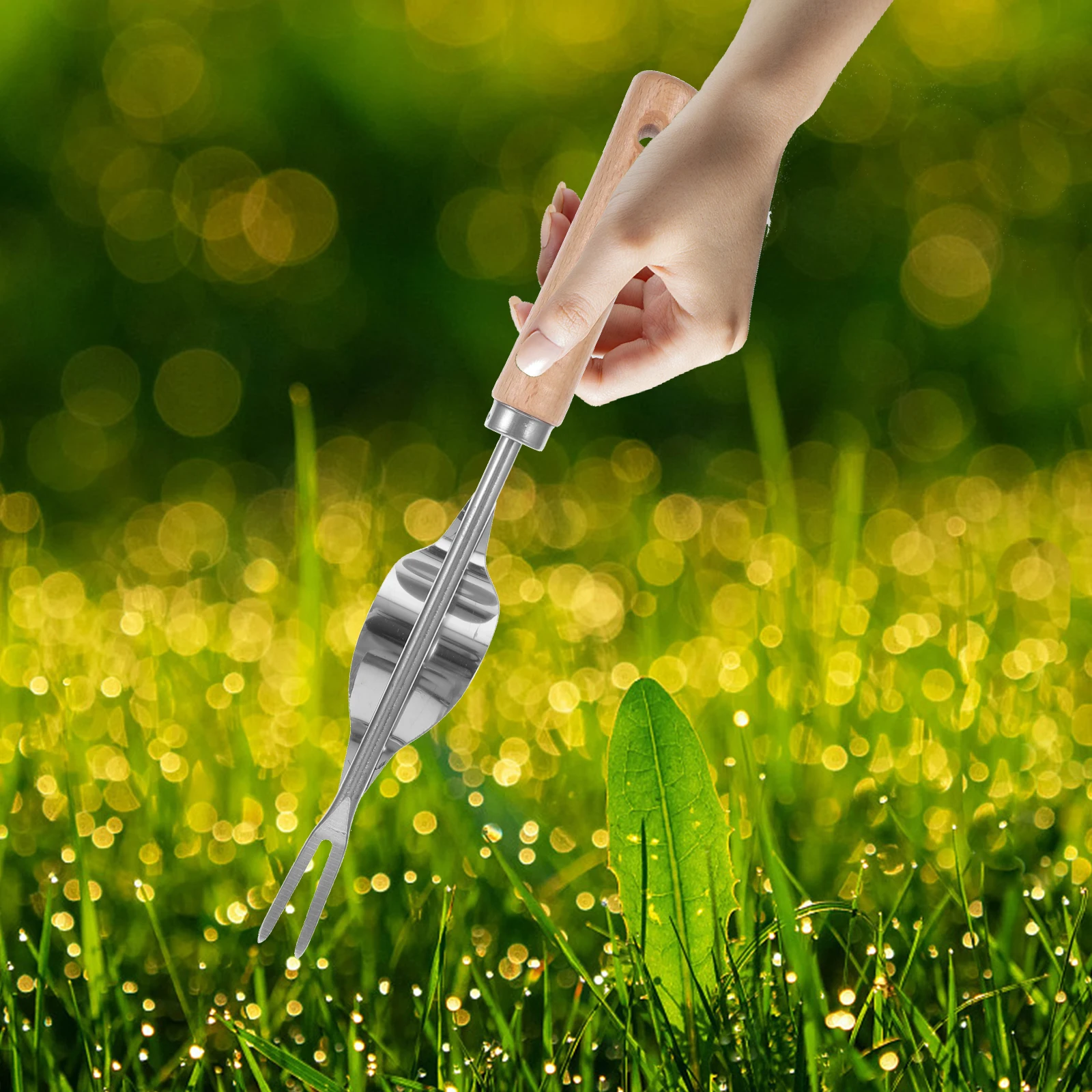

Stainless Steel Weeding Fork Tool Ergonomic Non Slip H Weed Puller Portable Root Removing Manual Household