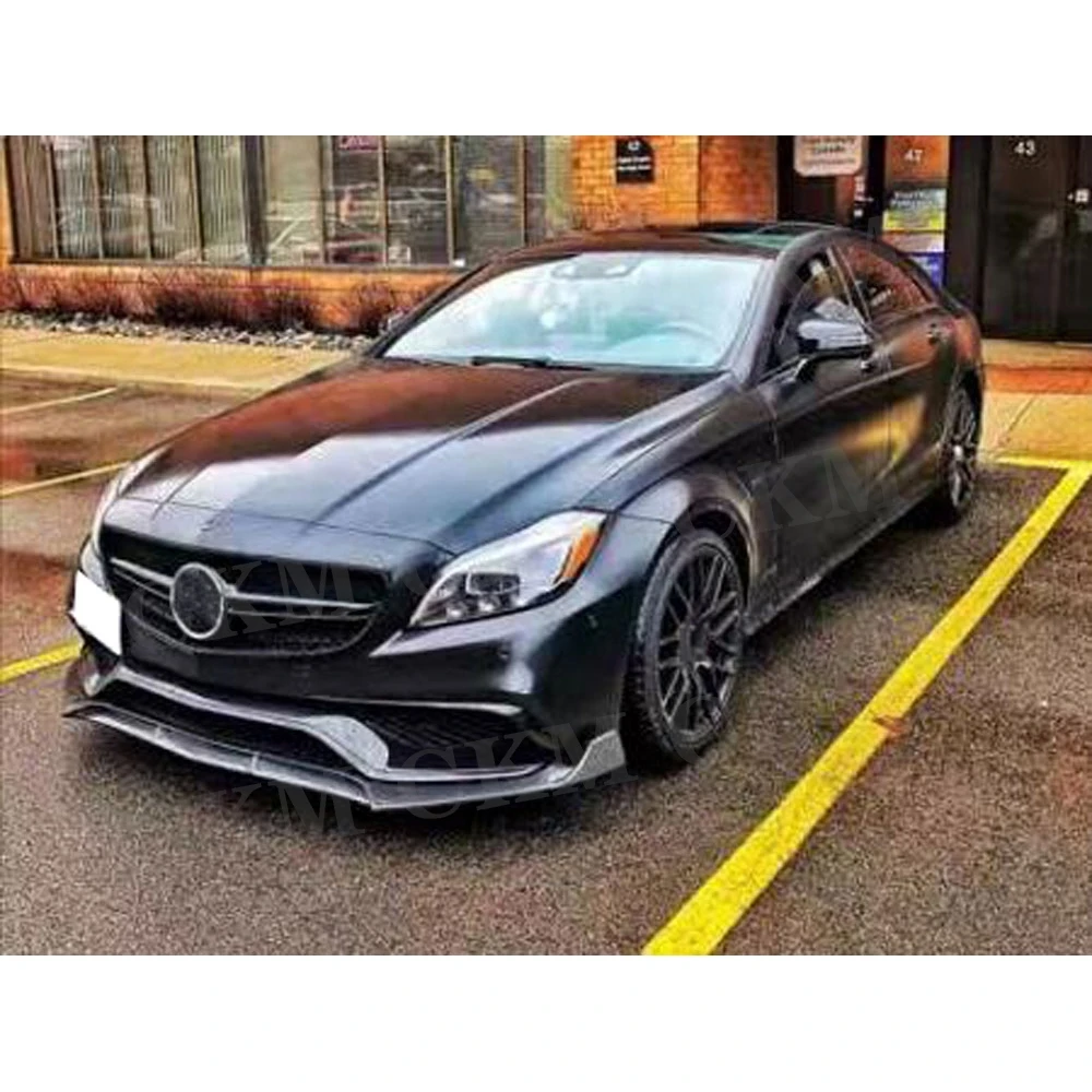 

Углеродное волокно для Mercedes-Benz W218 CLS63 AMG Sedan 4-дверный 2015-2017 передние фартуки на подбородке, спойлер, защита бампера