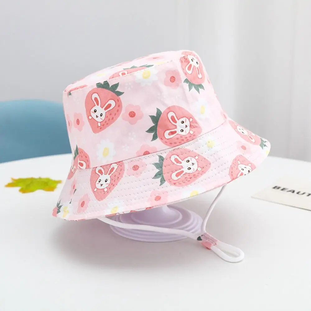 

2-5 years Cartoon Bucket Hats Large Brim Cotton Beach Sun Hat Sunscreen Animal Print Panama Cap Toddler