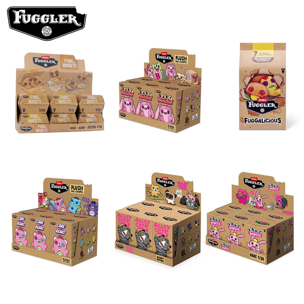 Oryginalna pluszowa zabawka Fuggler Ugly Monster, breloczek z kotem z Mrocznej Alei, losowy wisiorek Baby Baddies, zawieszka do torby Care Bears, prezent dla fanów.