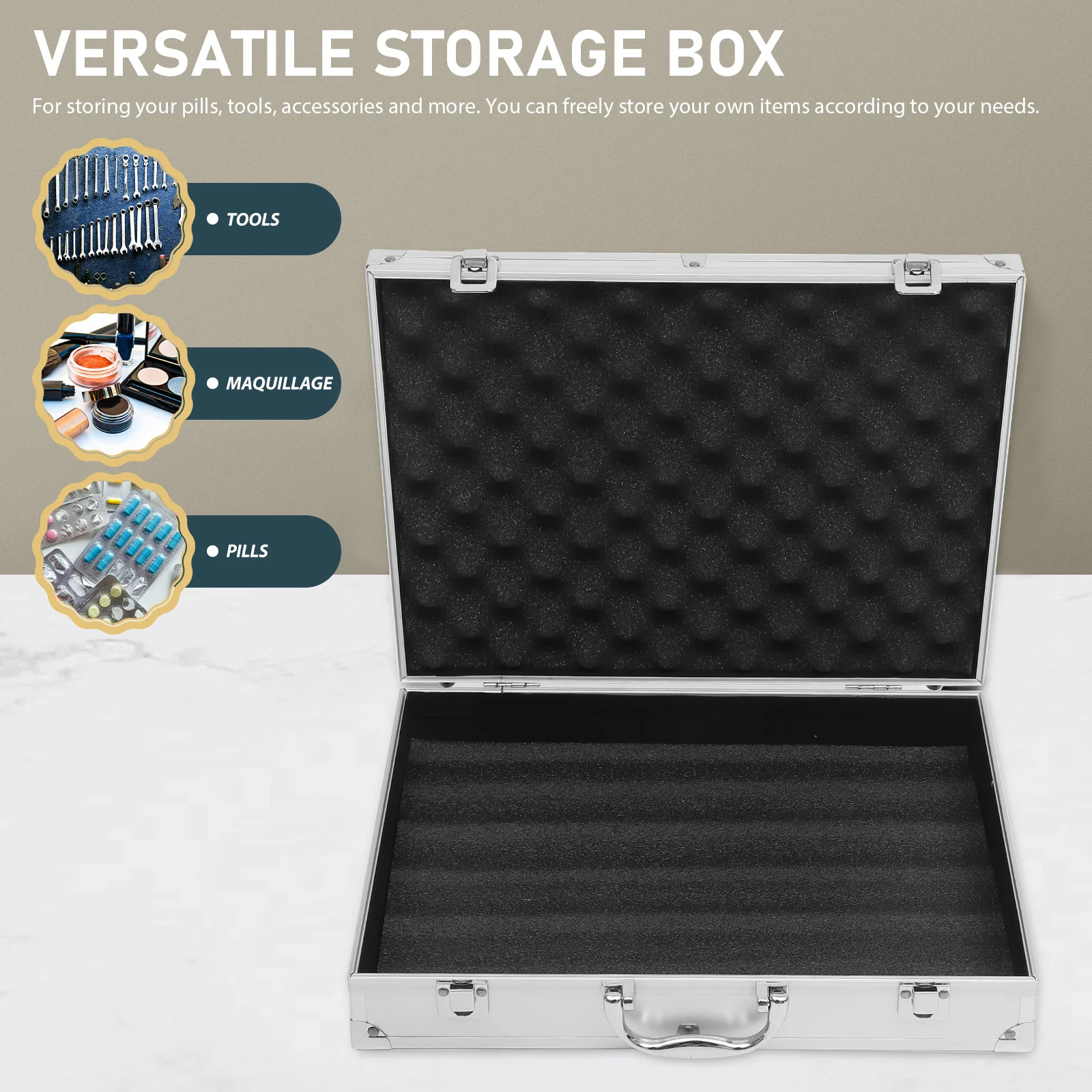 

Lockable Flight Case Aluminum Alloy Portable Tools Box Large Capacity Storage Carrying Case Medical First Aid Organizer