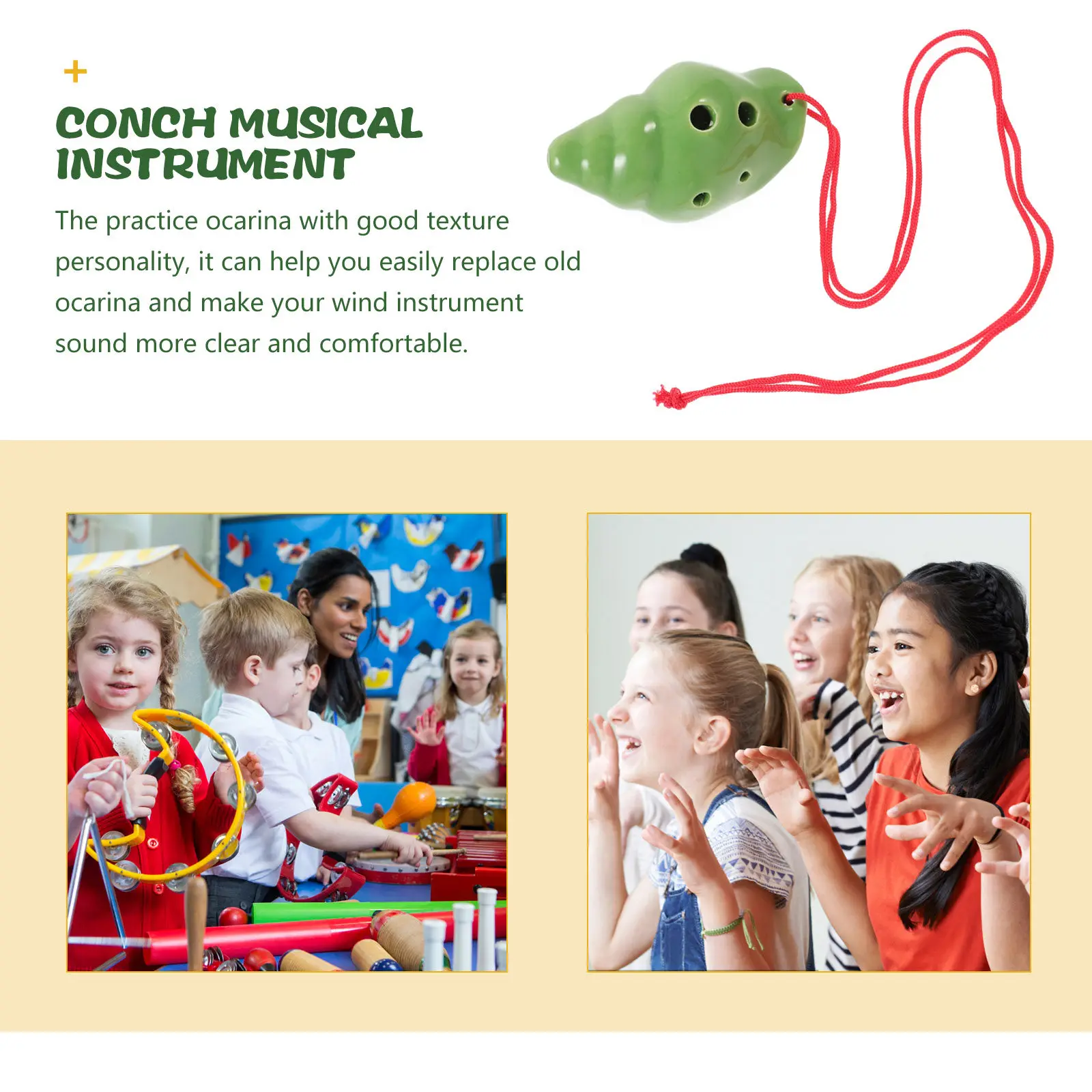 Creative 6-Hole Ceramic Ocarina Conch Shape Beginner Practice Wind Instrument Portable Reliable Clear Sound Musical Gift