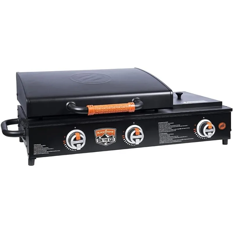 1860 On The Go Range top Combo with Hood & Handles Heavy Duty Flat Top BBQ Griddle Grill Station for Kitchen, Camping