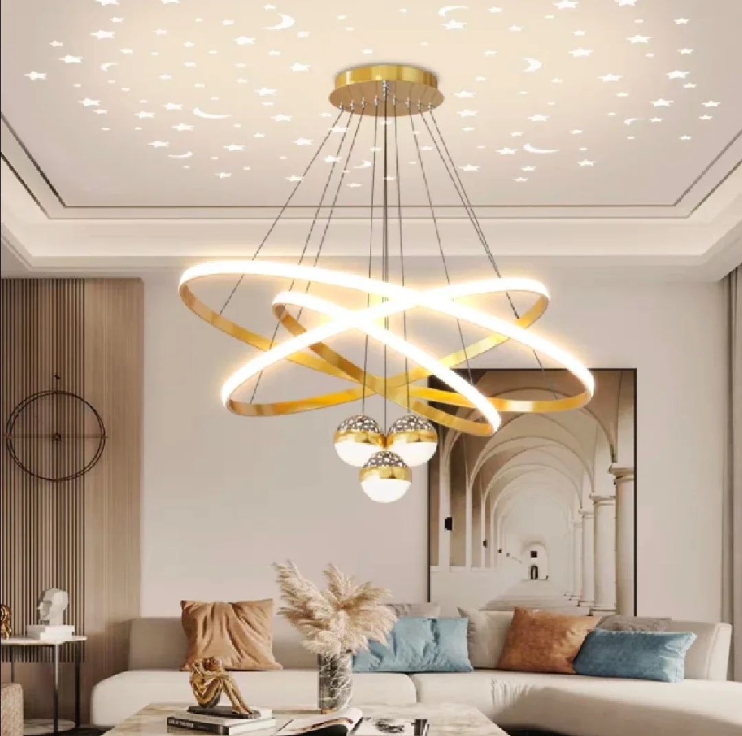 

Nordic Led Pendant Light Modern Fashion Circular Lamp Black Golden Chandelier Living Room Bedroom Kitchen Hanging Lighting
