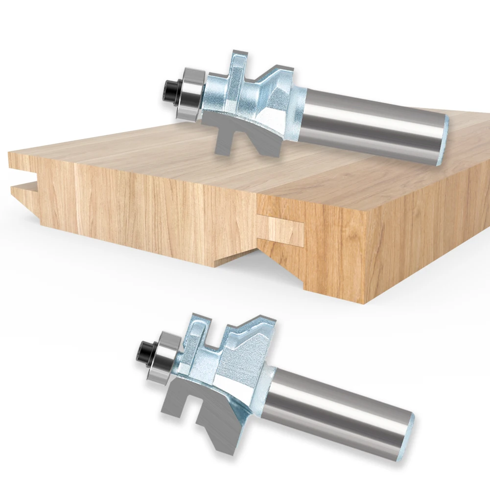 Imagem -05 - Router Bit Conjunto com Rolamentos de Esferas Premium Carpintaria Cutter v Groove Matched Tongue 12 mm Shank Pcs 2