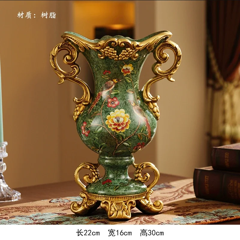 30cm/Retro Luxury Living Room Entrance Scenery Resin Vase Decoration housewarming Gift