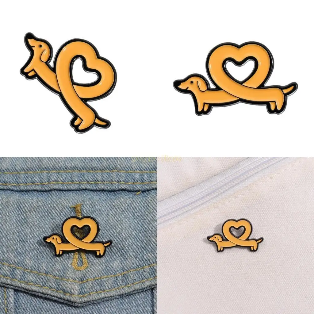 

31BF Dachshund Dog Enamel Brooch Pins,Funny Enamel Pins Cool Button Pins Heart Dachshund Brooch Lapel Pins for Kid Adults