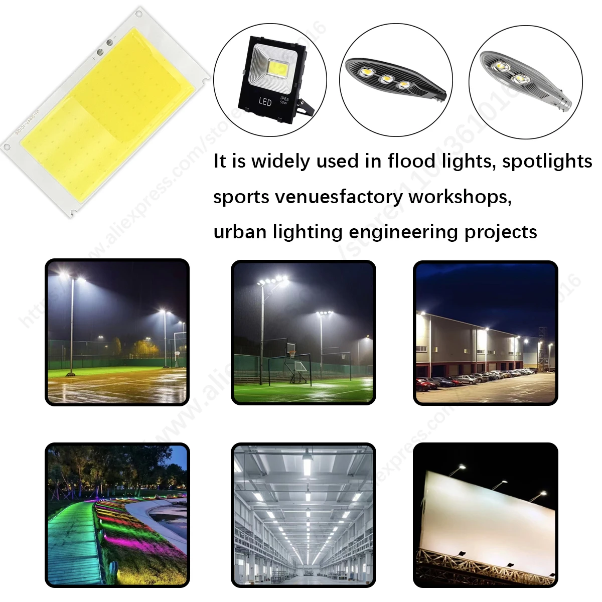 S​uper Bright 30W Solar light panels LED Light Chip 6500K Cool White 3.7V COB Light Beads 90*47mm Thin Lamp Chip for Light DIY