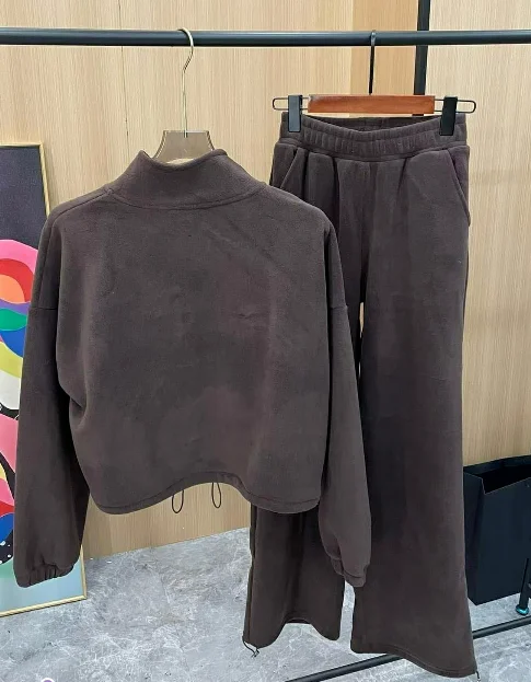 هوديي وسراويل رياضية نسائية مع بدلة دافئة من الصوف #5