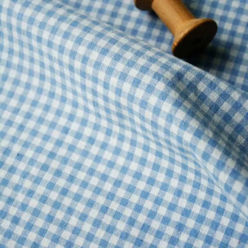 新しい純粋な綿色のチェック柄生地シャツスカート文学スタイル手作り DIY テーブルクロスホームテキスタイル生地