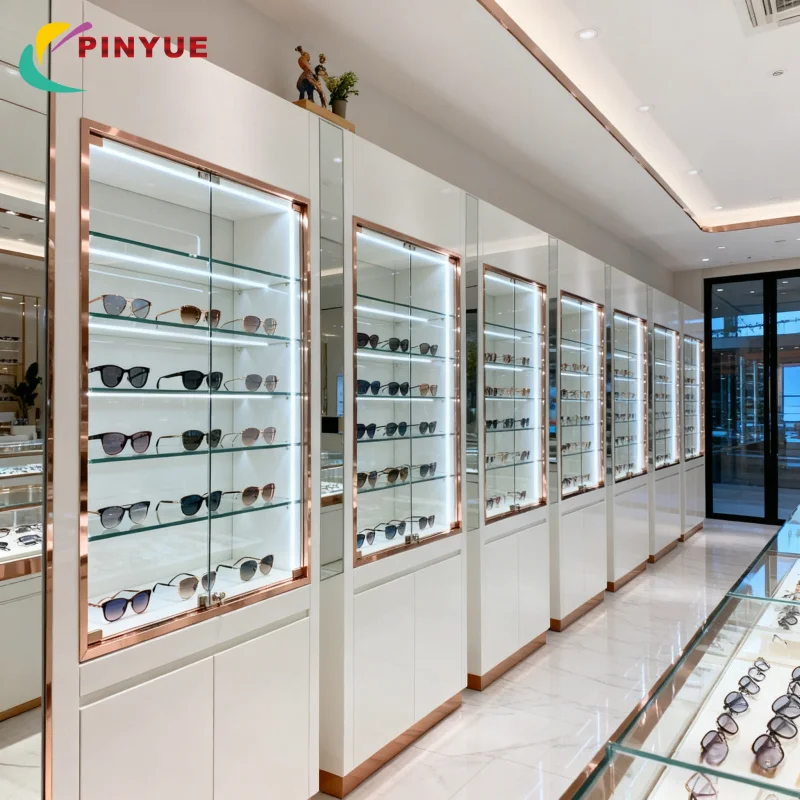 custom.Custom Wooden Eyewear Store Interior Design Decoration Display Rack Optometrist Sunglasses Shop Display Cabinet Optic