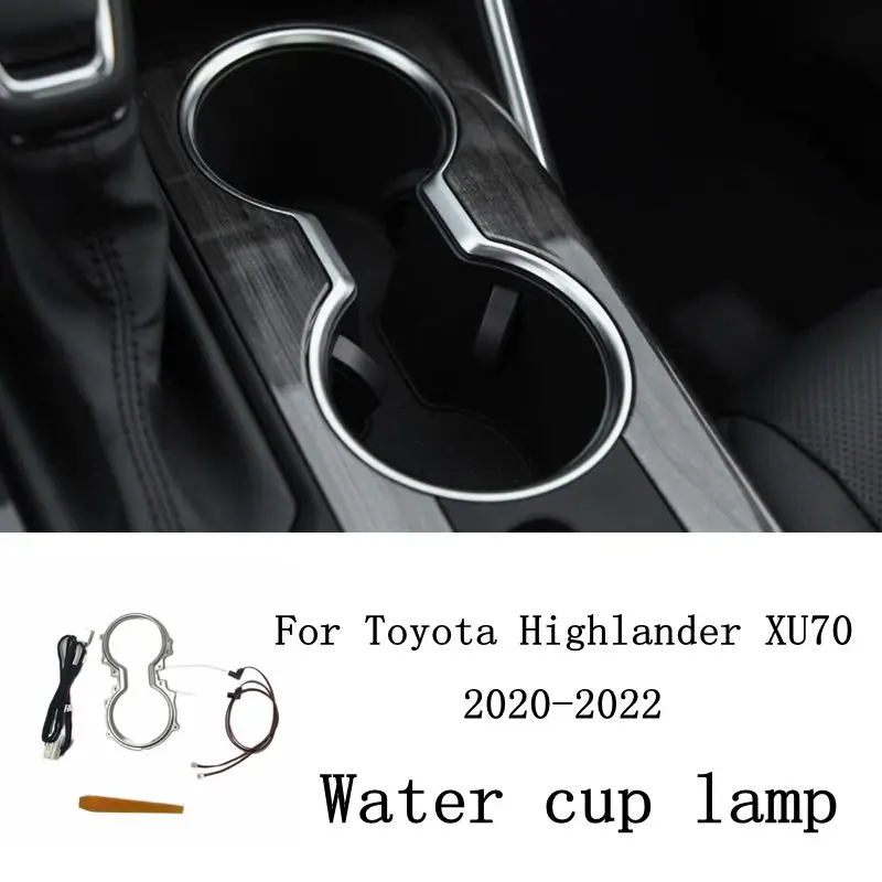 

LED Car Interior Water Cup Storage Box Lamp Ice Blue Atmosphere Decorative Light Ambient Light For Highlander XU70 2020-2022