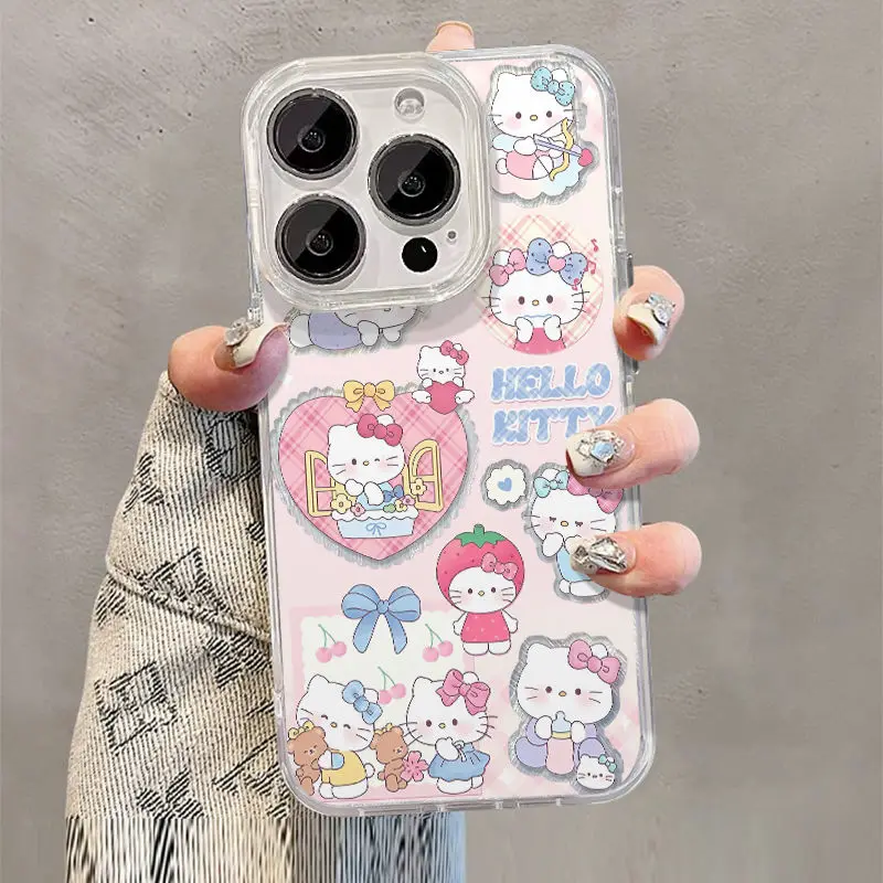 High Face Value Hello Kitty Phone Case Suitable for Iphone 15Promax 14Plus Lens All Inclusive 13/12/11 Phone Case Girl Gift