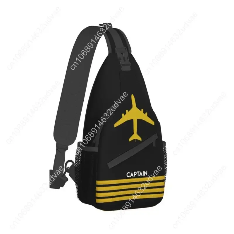 Captain Epaulets Stripes Sling Bag for Men Fashion Aviator Flight Pilot Shoulder Crossbody Chest Backpack Traveling Daypack