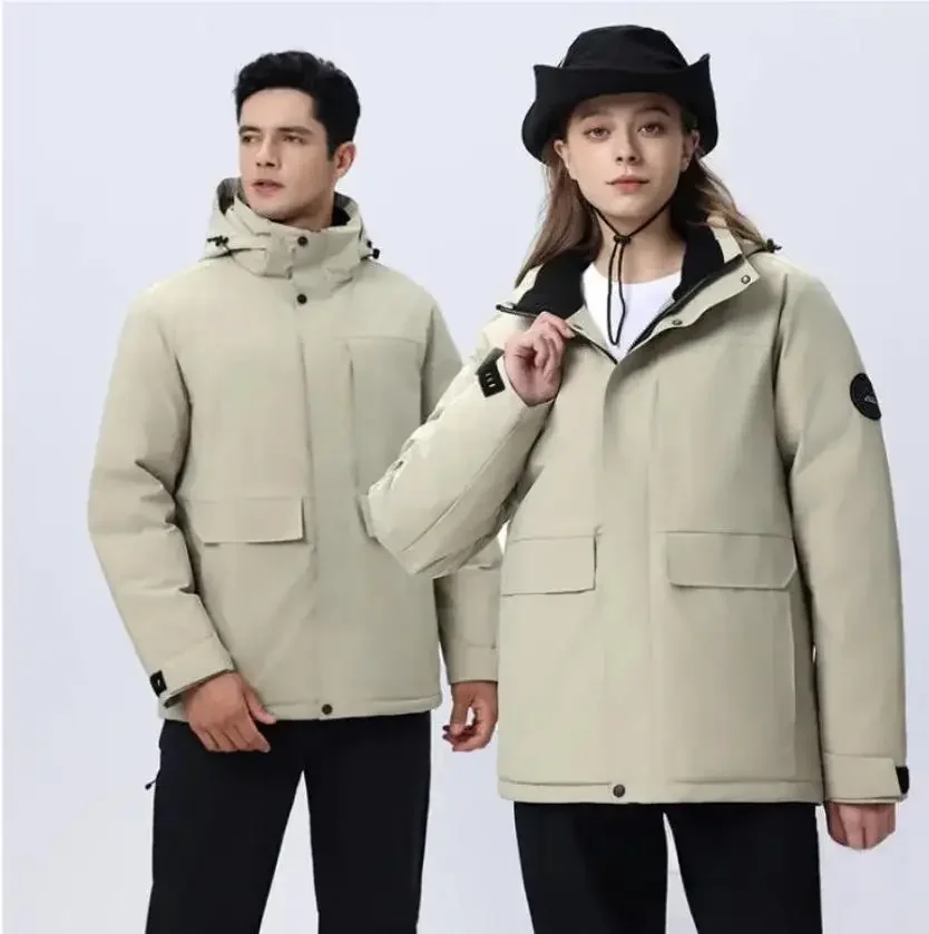 2024New white duck down one-piece assault jacket, warm, windproof, waterproof outdoor men's and women's down jackets