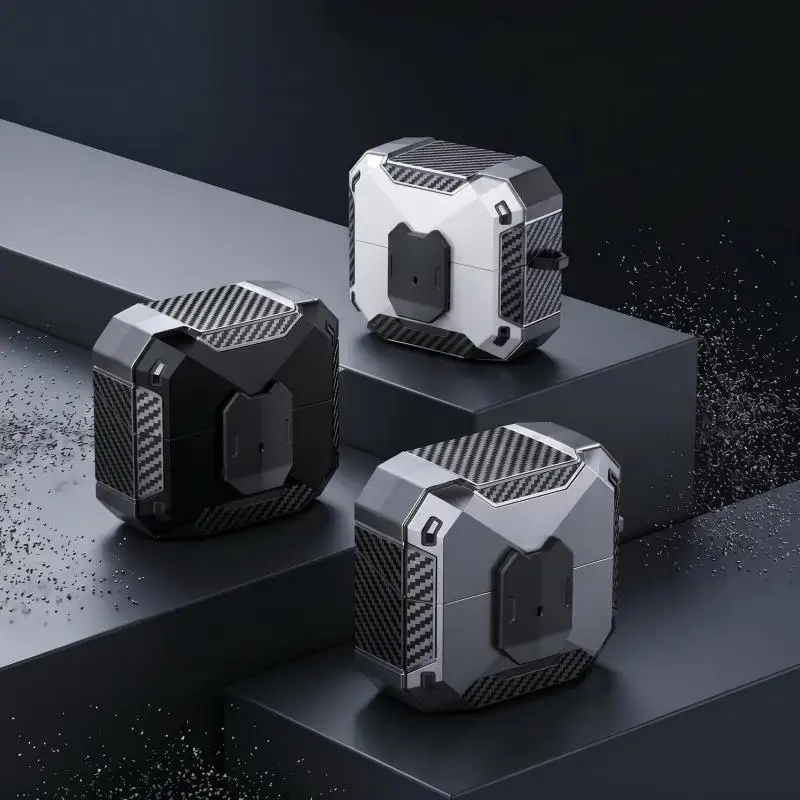 Shockproof Case For Samsung Galaxy Buds 3 Pro Earphone Cover With Secure Lock Carbon Fiber Headphone Shell Protective Cases