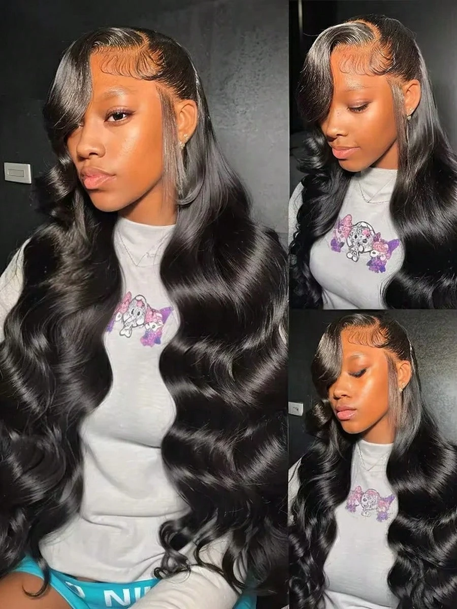 13x4 13x6 HD Объемная волна Парик фронта шнурка Guless Парик Свободная волна Парик фронтальной части шнурка Парики из человеческих волос для чернокожих женщин 250% плотность