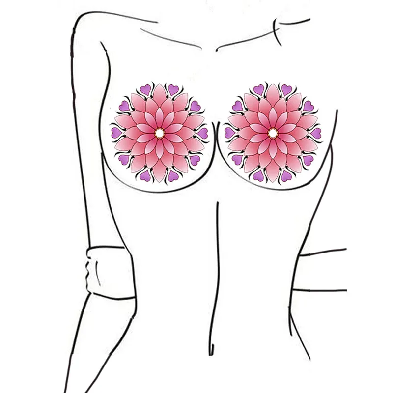 Lotus Pattern Chest Sexy Flower Temporary Sticker, Waterproof and Sweatproof, Realistic Tattoo Sticker, Body Art Pattern