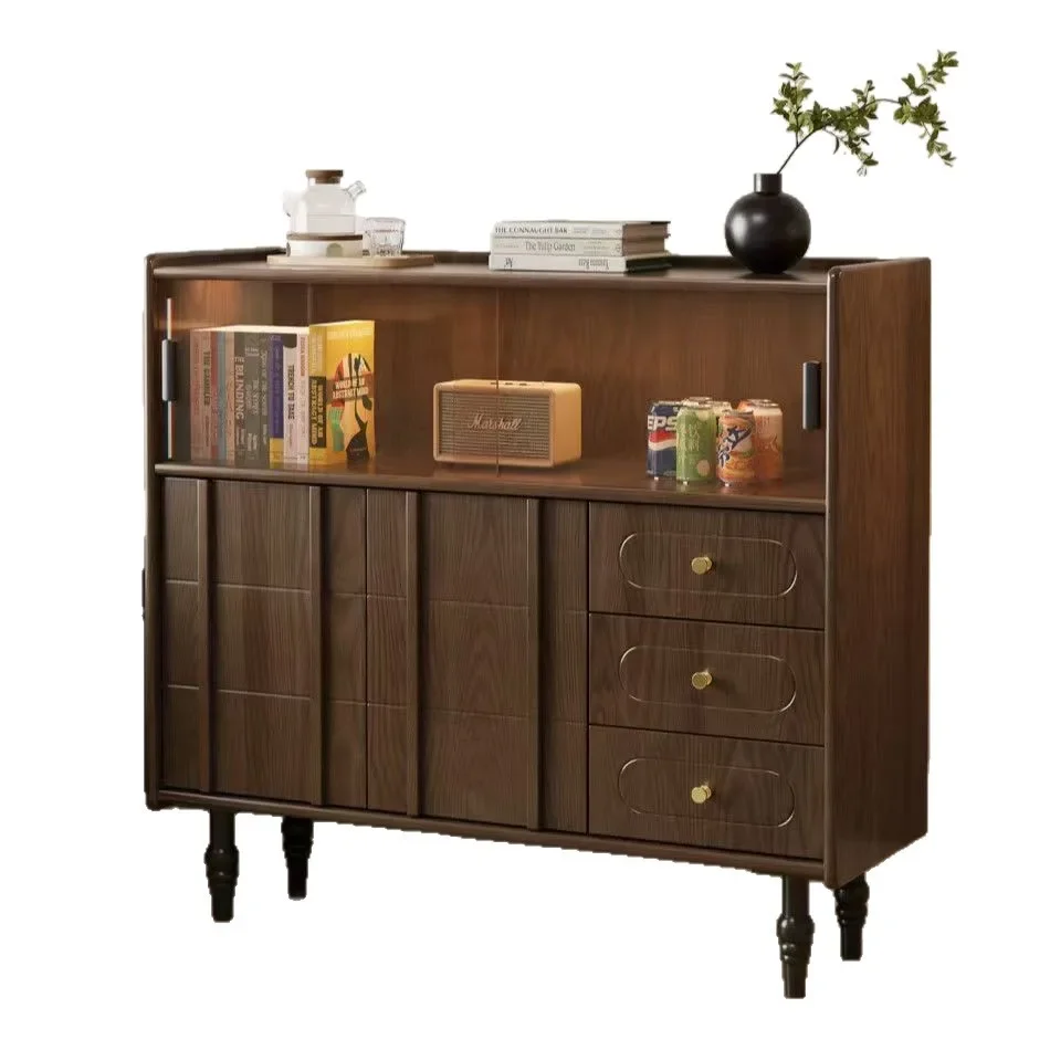 Solid wood dining edge integrated living room against the wall, modern tea storage multifunctional wine cabinet, kitchen