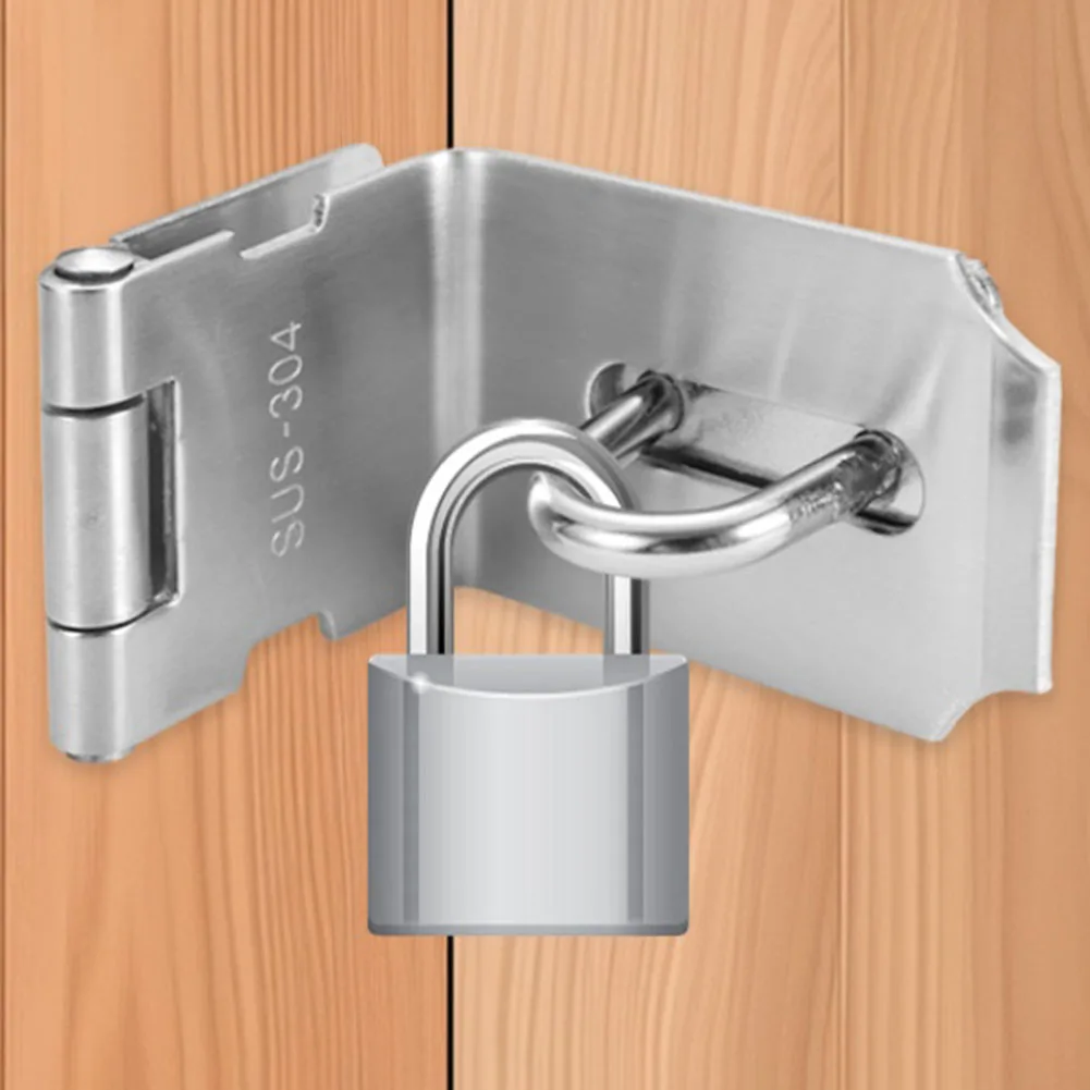 Stainless Steel Deadbolt Lock Hasp With Padlock & Screws Door Latch For Garden Gate Door Lock 90 Degree Hasp Lock Shed Lock