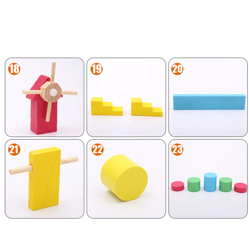 Kids Wooden Domino Institution Accessories Organ Blocks Rainbow Jigsaw Dominoes Educational Wood Toys (B)