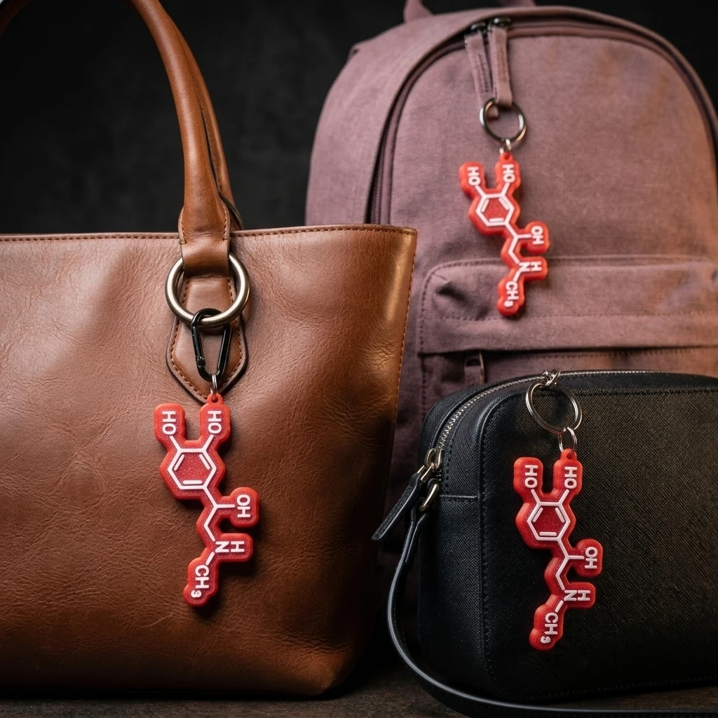 Adrenaline chemical molecule keychain without key ring Science Geek Gift adrenaline structure