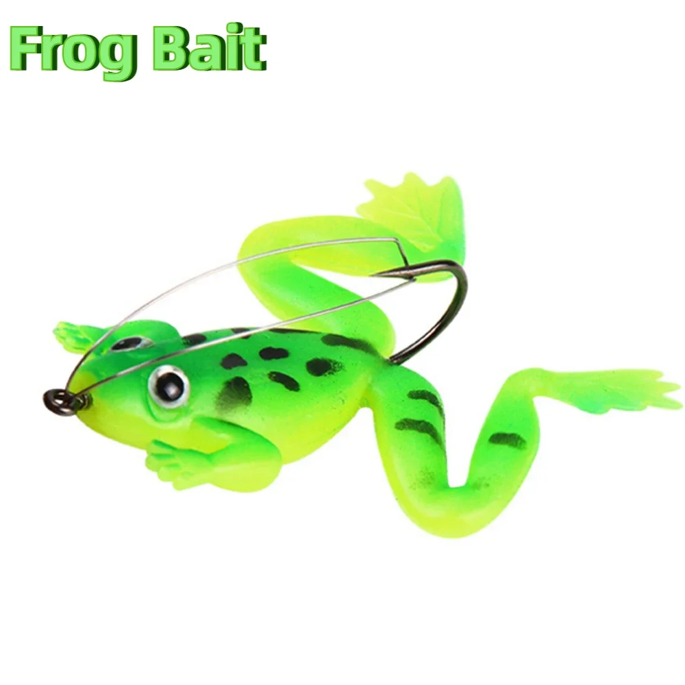 

1 / 4pcs Wobbler Soft Frog Fishing Lures 6CM 5.2G Silicone Bait Frog Artificial Treble Hooks Top Water Ray Baits Fishing Tackle