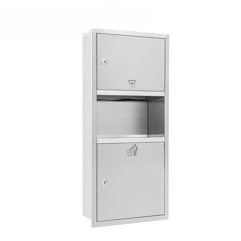 

Embedded wall type, hotel, stainless steel, 2-in-1, bathroom, hand wipe carton