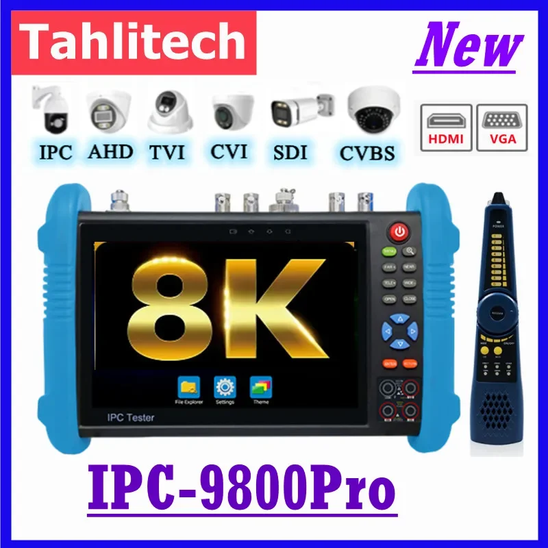 CCTV Tester With HDMI VGA 8K IPC Test 8mp AHD TVI CVI SDI Testing Battery Wifi PoE IP Camera Tester Monitor UTP Cable Tracer