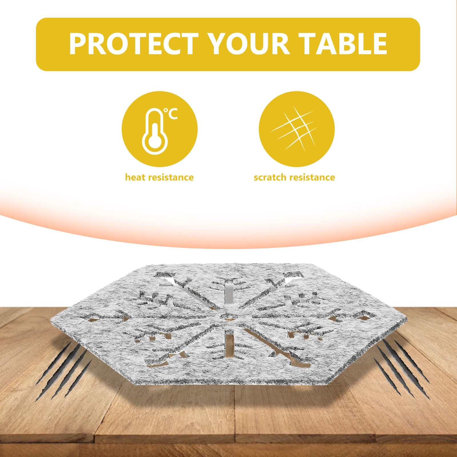 4Pcs Christmas Themed Snowflake Placemats Hexagon Table Mats Cloth Heat Insulating Anti Skid Dinner Table Decor for Party Xmas