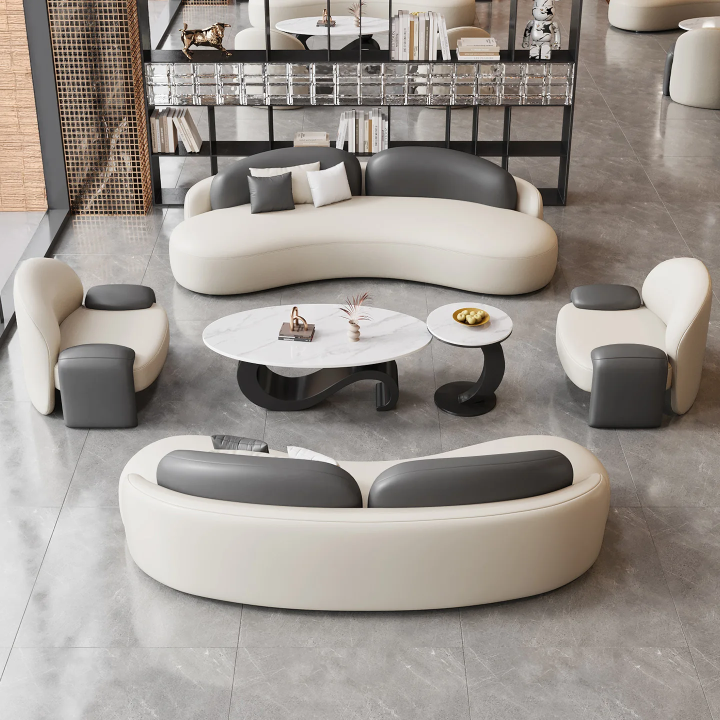 Hotel Lobby Lobby VIP Club Rest Area Reception Living Room Curved Round Sales Office Negotiation Sofa