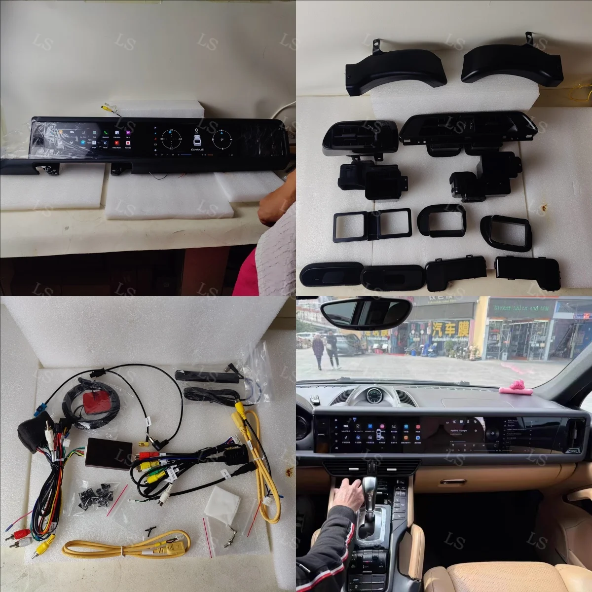 For Porsche Cayenne 2010-2017 Car GPS Navigation Android 13 Double Screen Auto HeadUnit Monitor Carplay Multimedia Player Stereo
