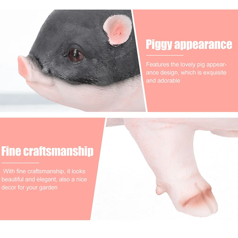

2Pcs Pig Resin Sculptures Simulated Pig Design for Home Desktop Decoration Garden Cute Animal Adornments