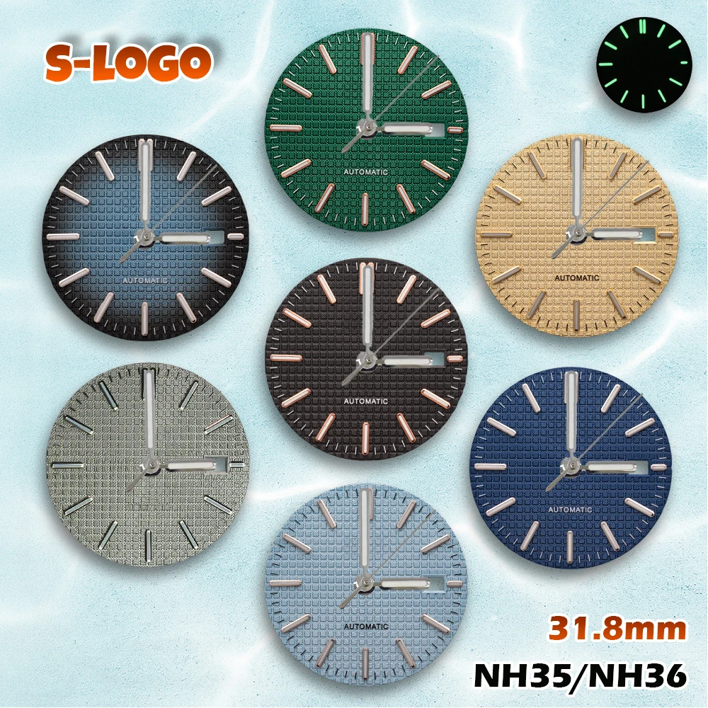 Man watch 31.8mm Royal Oak Dial S Logo Mod NH36/NH35 movements Green Luminous Watches for men Watch Modification Accessories
