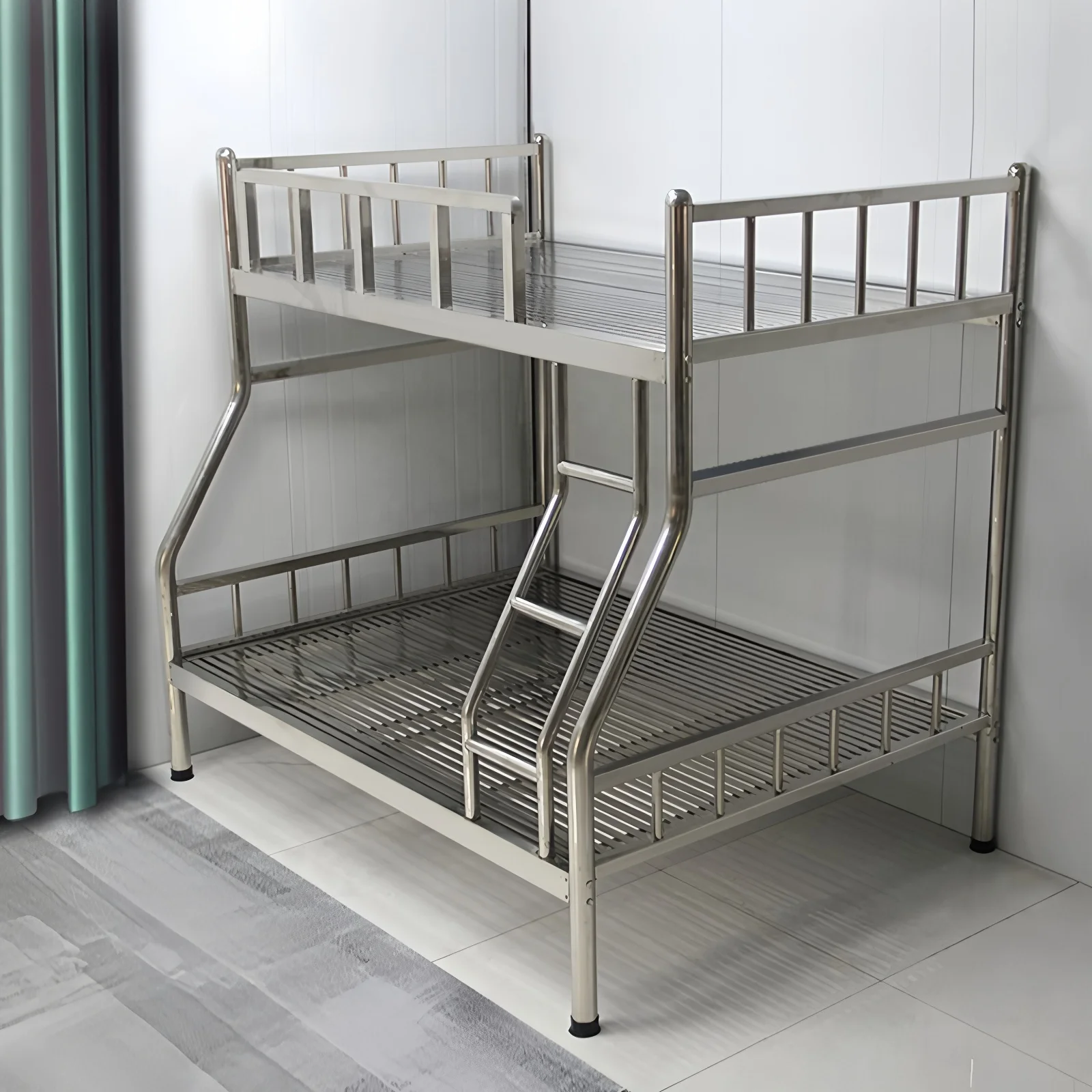 #Sturdy & Durable Metal Double Layer Bed Stainless Steel up and Down Bed Stainless Detachable Bunk Bed for Apartment and Home Us
