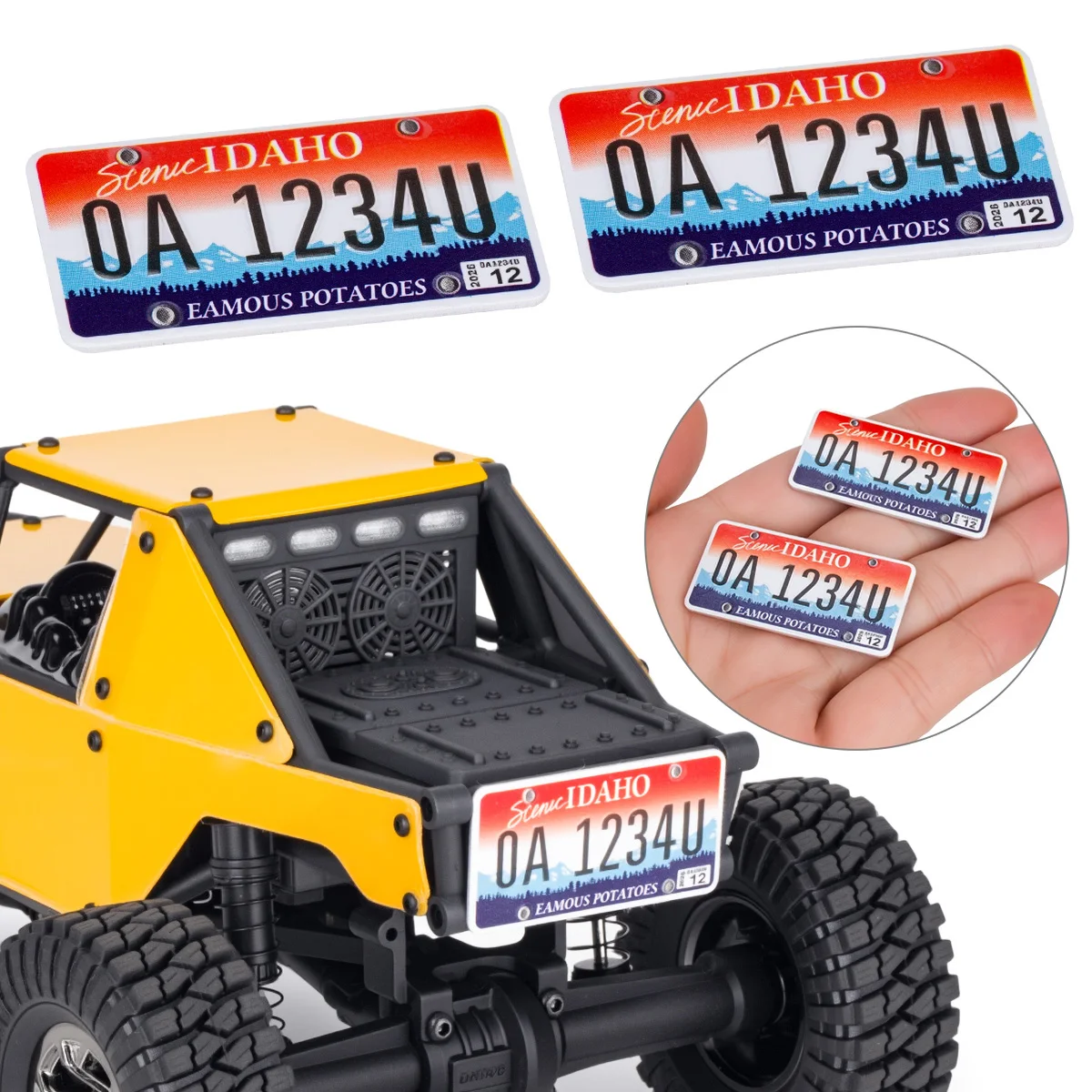 2Pcs Metal License Plate Kit for 1/10 1/18 1/24 Crawler – Simulation Decals for TRX4 SCX10 D90 Scale RC